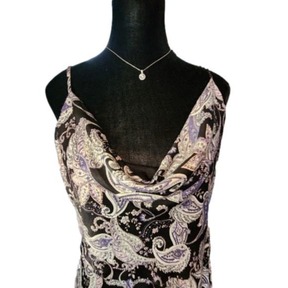 NWOT Size 14 Laundry by Shelli Paisley Print Maxi Slit Cocktail Dress - Picture 4 of 14